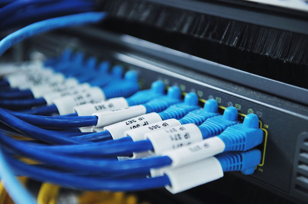 close up of networking cables